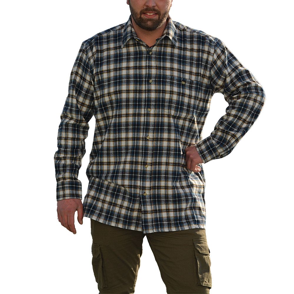 Chemise longue carreaux bleu homme Chevron quipement