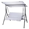 Balancelle 3 places noire et blanche à toit réglable