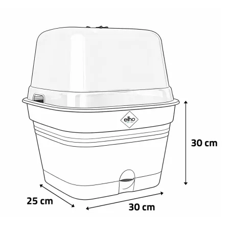 Bac de culture carré Elho® 30x25cm - Noir avec aération