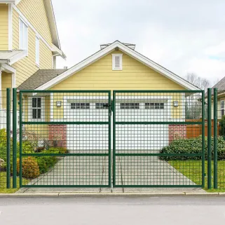 Portail 2 vantaux vert 3x1,5m - Maille 50mm acier