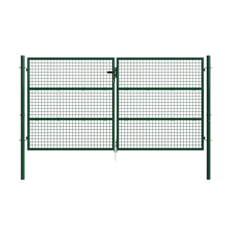 Portail 2 vantaux vert 3x1,5m - Maille 50mm acier
