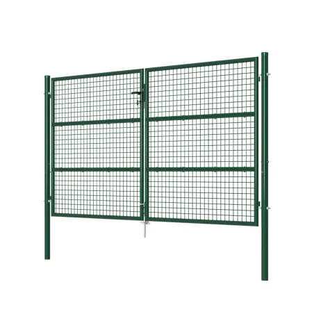 Portail 2 vantaux vert 3x1,5m - Maille 50mm acier