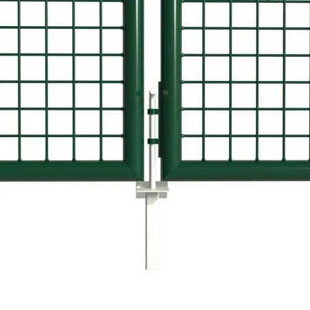 Portail 2 vantaux vert 3x1,5m - Maille 50mm acier