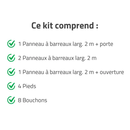 Chenil carré 2x2 m acier - Kit complet avec porte