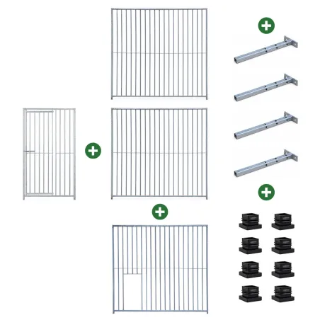 Chenil carré 1,5x1,5 m avec porte et ouverture niche
