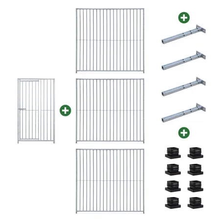 Kit chenil carré 1,5x1,5m - Barreaux acier inoxydable