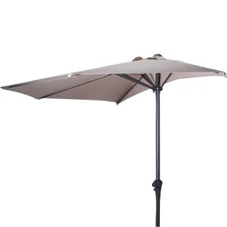 Parasol demi-rond taupe Ø2,7m - Toile 160g/m² manivelle
