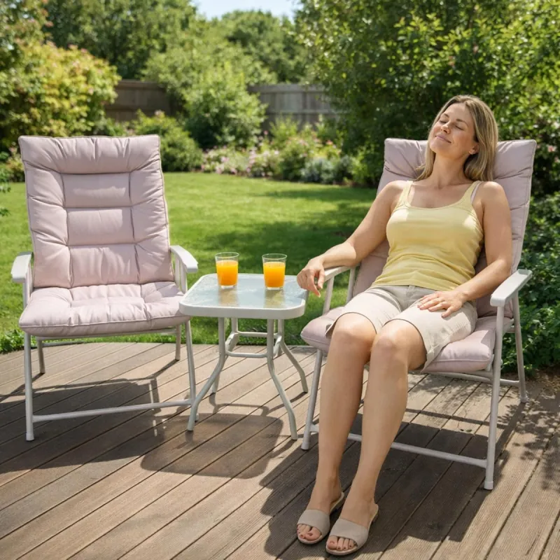 Ensemble détente 2 fauteuils + table basse pliants