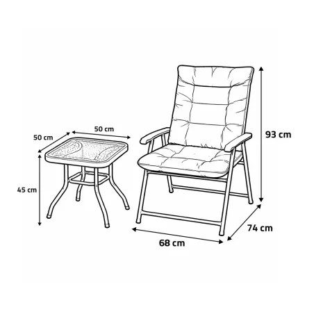 Ensemble détente 2 fauteuils + table basse pliants