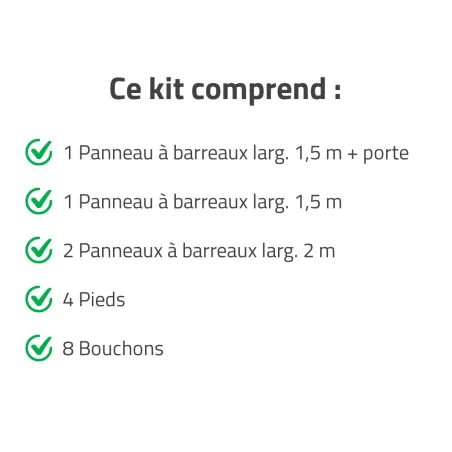 Chenil acier 1,5x2m - Kit complet sécurisé extérieur