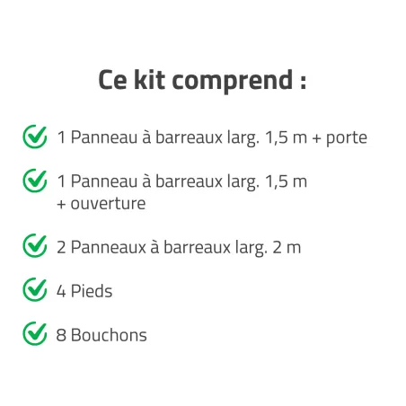 Chenil acier 1,5x2m avec porte 1,5m pour niche