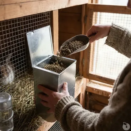 Lot 10 mangeoires trémie acier galva pour lapins 25x12cm