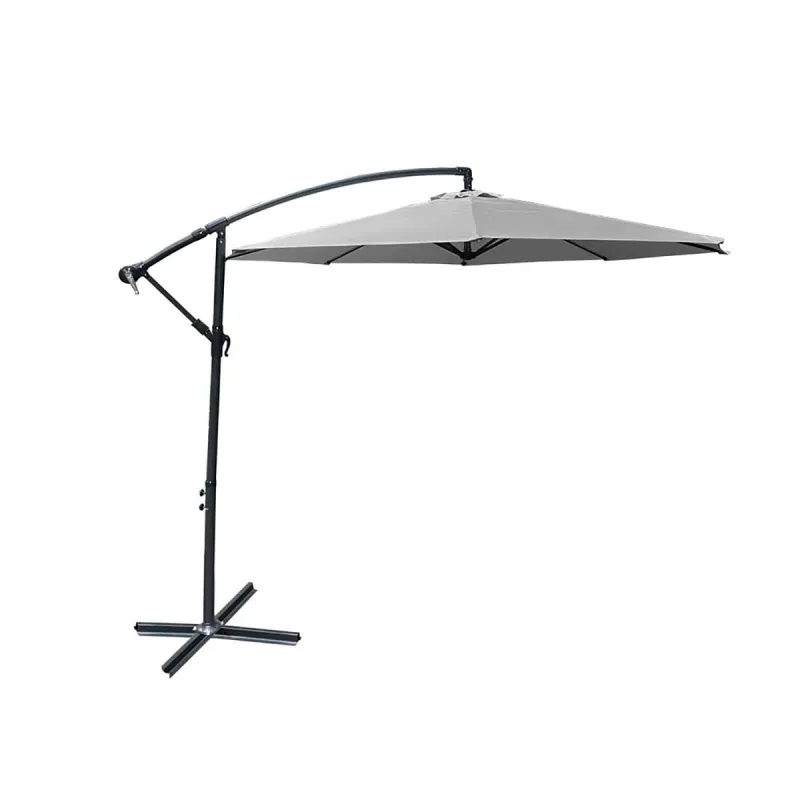 Parasol déporté Azur 3m gris - Ombrage robuste et design