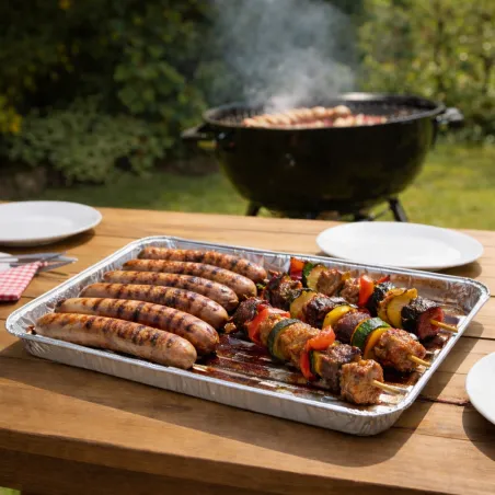 Barquettes BBQ aluminium 34x23x2,5 cm - Lot de 5