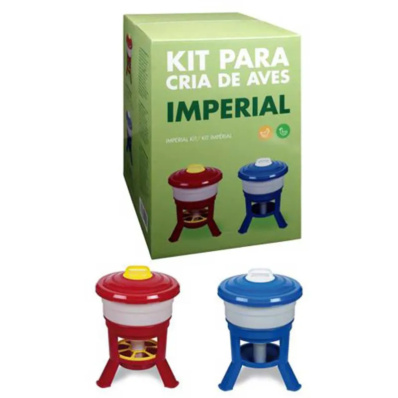 Kit 30L Mangeoire & Abreuvoir Volailles - Bleu/Rouge/Blanc