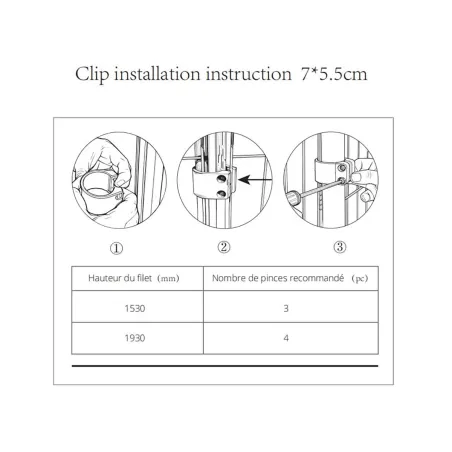 Clips fixation panneau grillagé Ø4,8 cm - Lot de 4 - Acier