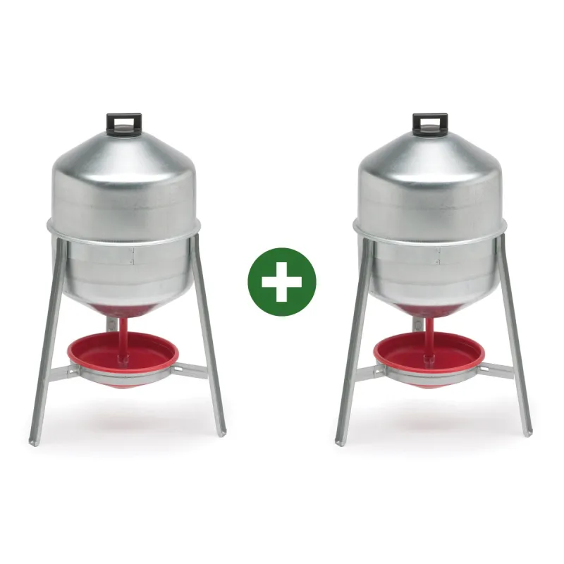 Abreuvoirs galvanisés 30L pour volailles - Lot de 2