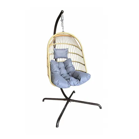 Chaise suspendue acier 4 pieds pliable avec coussin détente