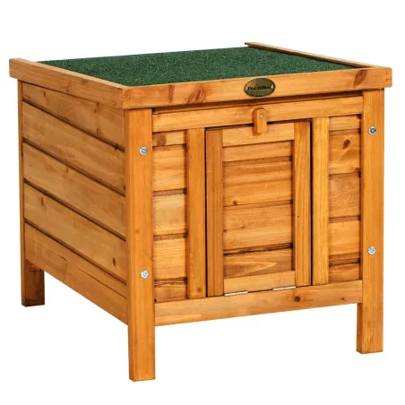 Niche chat en pin traité toit ouvrant - 42x51,5xH43 cm