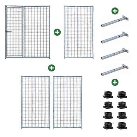 Kit chenil acier inox mailles 5x5 cm 1,50m et 2m