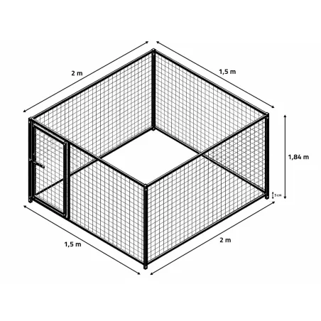 Kit chenil acier inox mailles 5x5 cm 1,50m et 2m