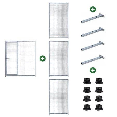 Chenil acier 1,5x1,5 m avec porte - Kit complet sécurisé