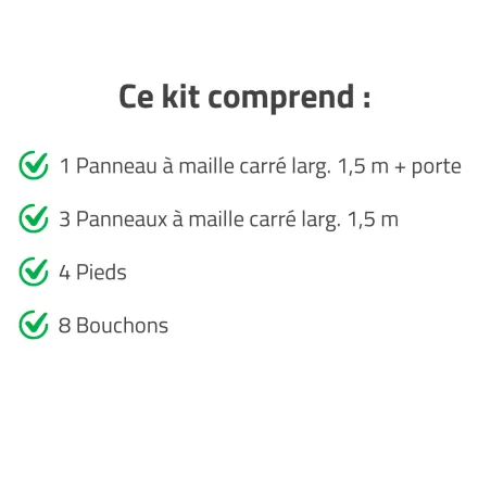 Chenil acier 1,5x1,5 m avec porte - Kit complet sécurisé
