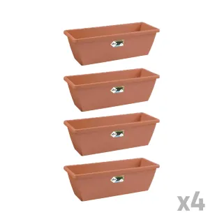 Lot de 4 balconnières Elho® 50x16cm effet terre cuite