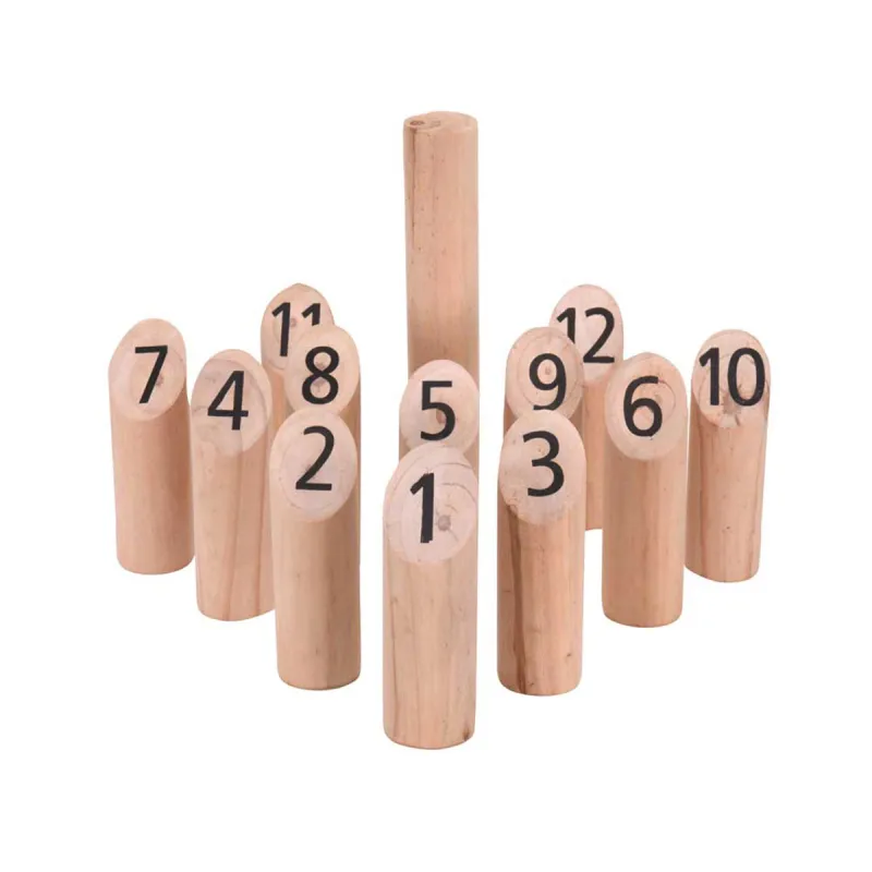 Mölkky en bois - Jeu d'extérieur complet avec sac