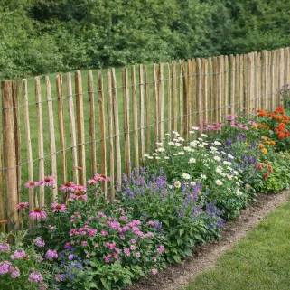 Clôture en châtaignier naturel 10m x 1,2m - espacement 6-7cm