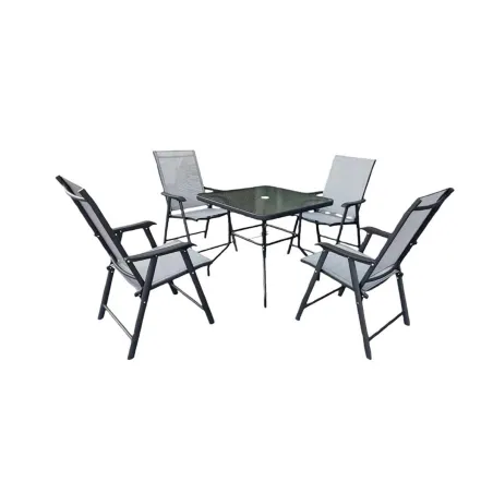 Ensemble apéro 5 pièces pliable acier & textilène