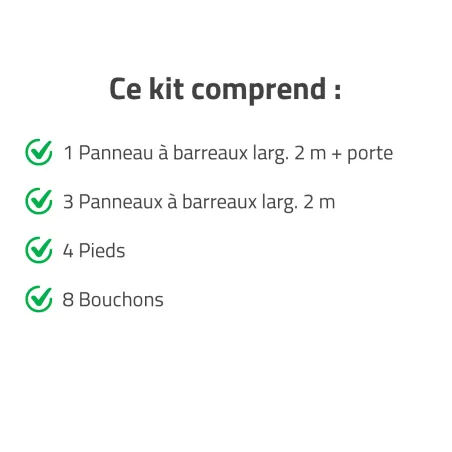 Chenil carré 2x2 m en acier - Kit complet sécurisé