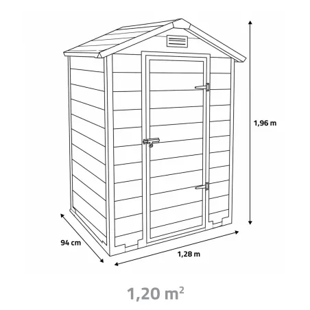Abri Lys plastique 1,2m² - Hauteur 196 cm 1 porte