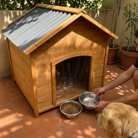 Niche chien en bois toit type chalet taille XL 96 x 104 x 112 cm