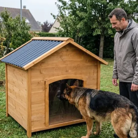 Niche chien en bois toit type chalet taille XL 96 x 104 x 112 cm