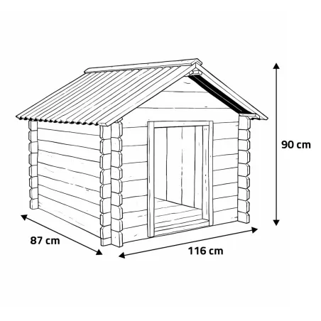 Niche chien en bois toit type chalet madrier toit PVC taille L 116 x 87 x 90 cm 