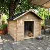 Niche chien en bois toit type chalet madrier toit PVC taille L 116 x 87 x 90 cm 