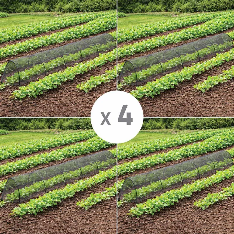 Lot de 4 tunnels maillés 3m pour potager - Protection