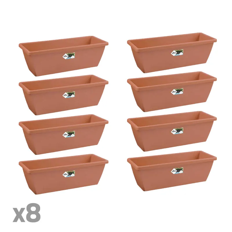 Balconnières Elho® x8 - 50cm effet terre cuite élégant