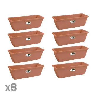 Lot de 8 balconn. Elho® 70x16cm terre cuite - extérieur