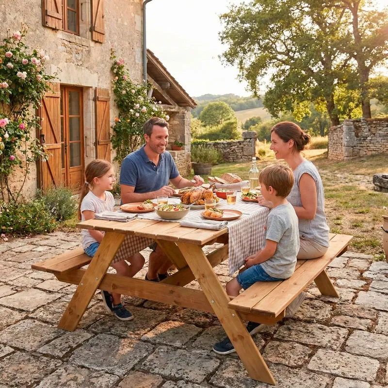 Table pique-nique bois autoclave 160 cm - 6 pers