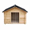 Niche chien en bois toit type chalet madrier toit PVC taille M : 86 x 76 x 70 cm