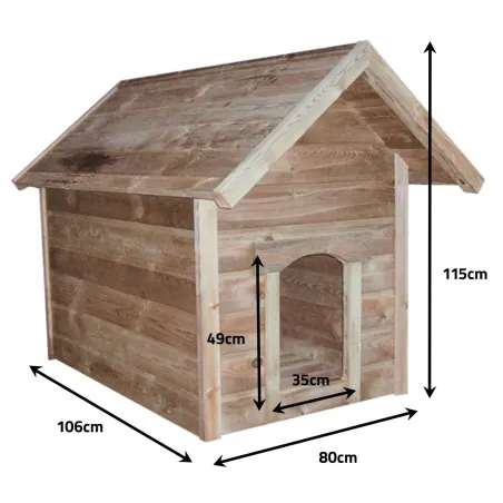 Niche grand chien pin autoclave – 115×80×106 cm durable