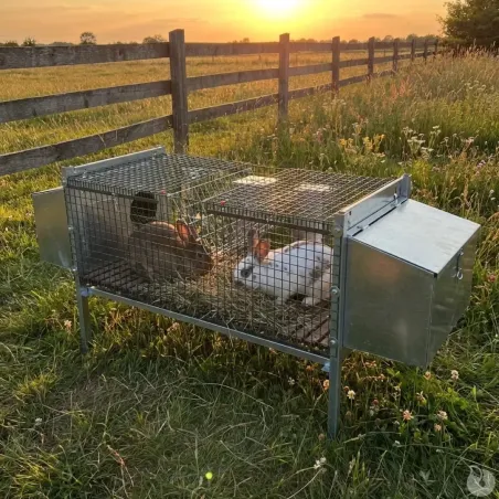 Clapier double maille thermolaqué pour 4 lapins