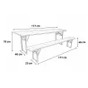 Ensemble 4 tables + 8 bancs pin massif 177 cm pliables