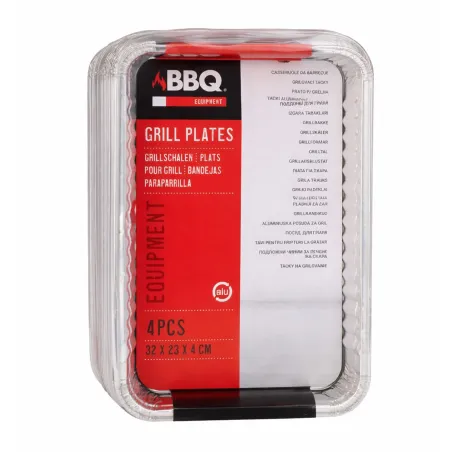 4 plateaux alu pour barbecue - 32x23x4 cm - Lot économique