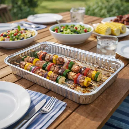4 plateaux alu pour barbecue - 32x23x4 cm - Lot économique