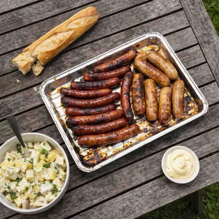 4 plateaux alu pour barbecue - 24x16 cm - légers et résistants