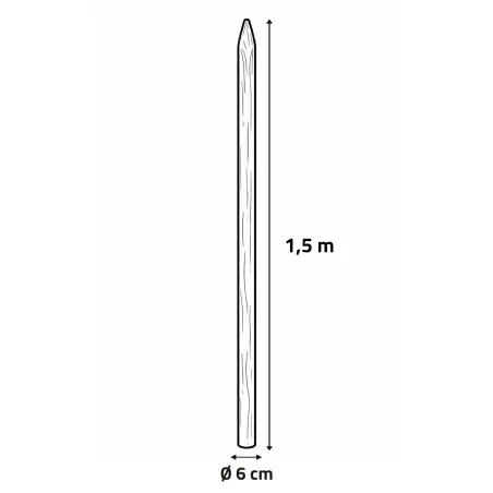 Piquets châtaignier PEFC - Ø6cm x 1,5m - Lot de 20