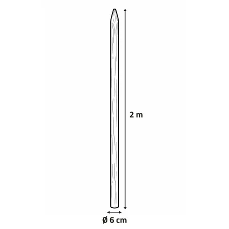 Piquets châtaignier fraisé PEFC - Ø6cm x 2m - Lot de 20